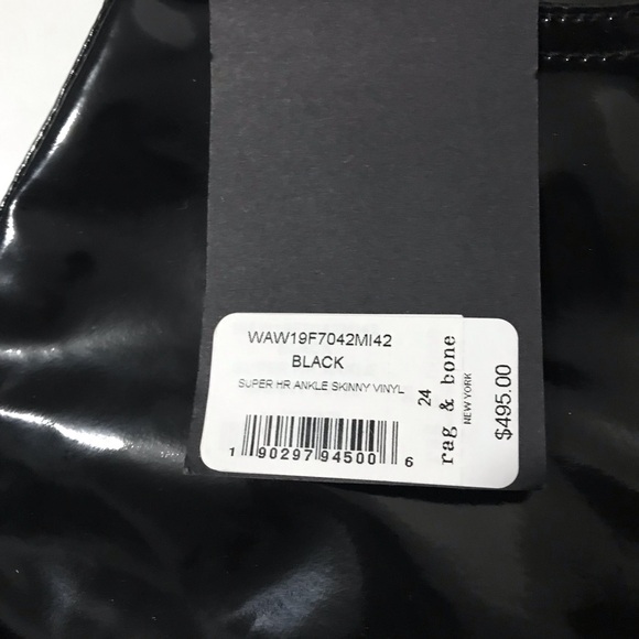 Rag and Bone Pants Super High Ankle Skinny Vinyl Black Patent 24 NWT - Picture 6 of 11